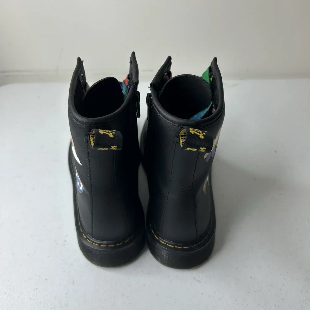 Doc Martens Girls 4.5 Boots 1460 For Pride Black Leather Rainbow Combat